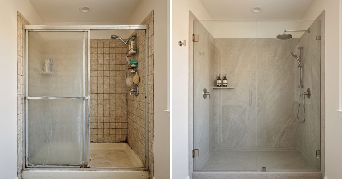 Shower renovation vs shower replacement — before and after comparison
